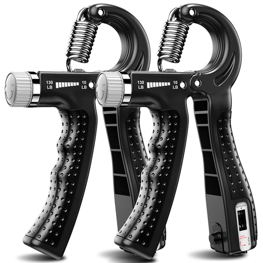 Hand Grip Strengthener 2 Pack Adjustable Resistance 10-130 lbs Forearm Exerciser，Grip Strength Trainer for Muscle Building and Injury Recovery for Athletes